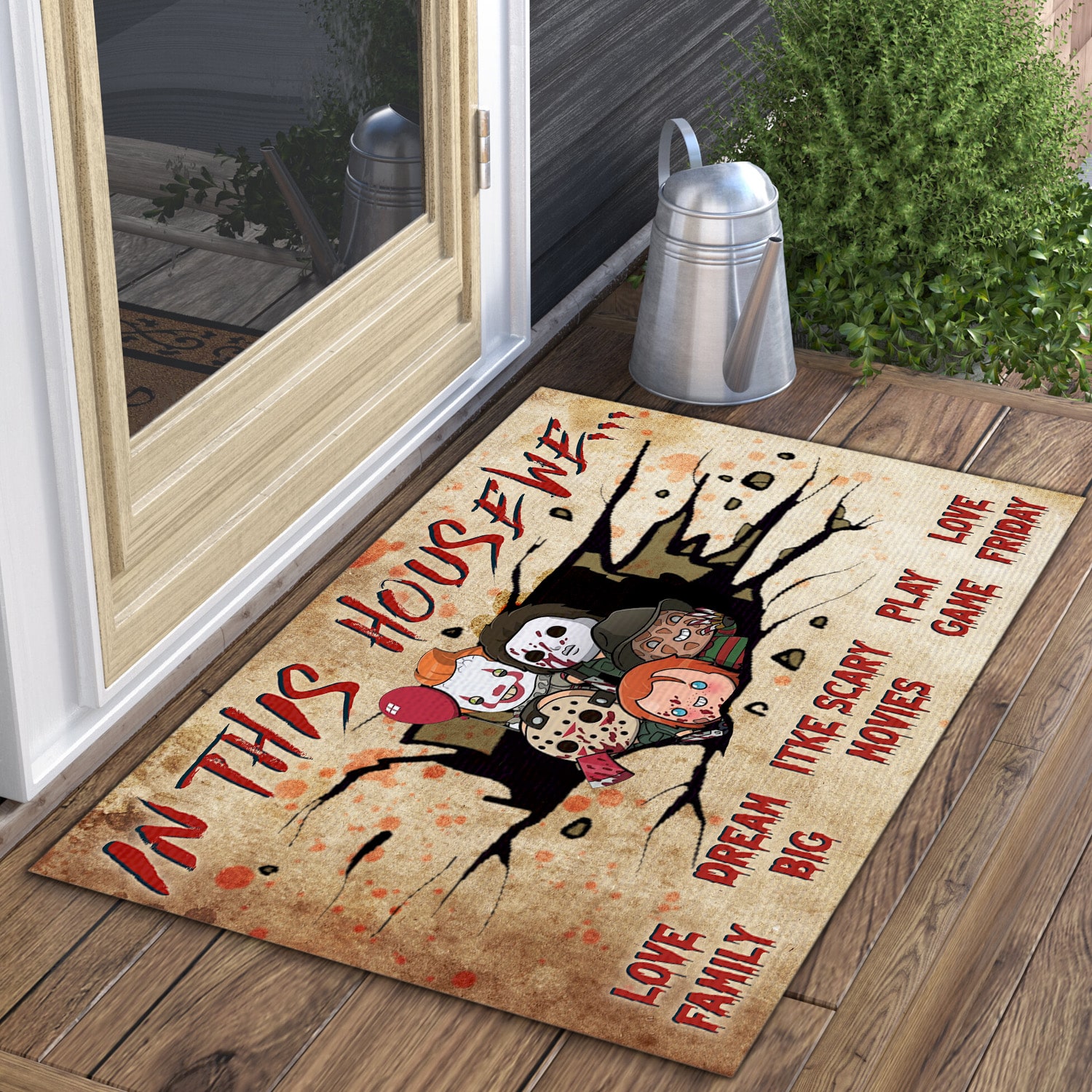 5KT. In This House We Halloween (6) Doormat mockup 3