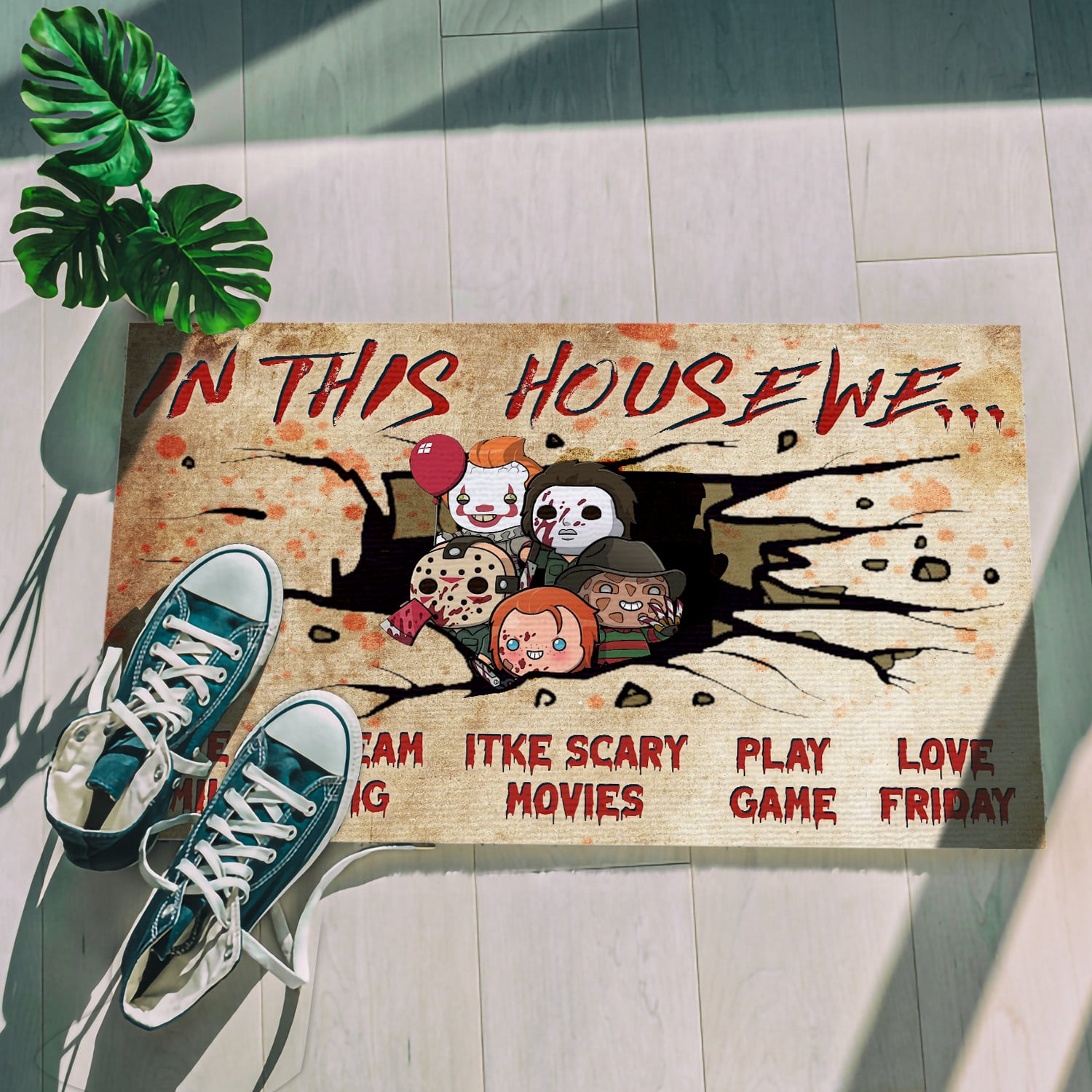 5KT. In This House We Halloween (6) Doormat mockup 5