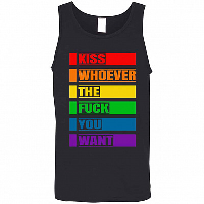 Kiss Whoever The Fuck You Want All Over Print Custom T-Shirt - Tank Top - Funny Gay Pride Tank Top