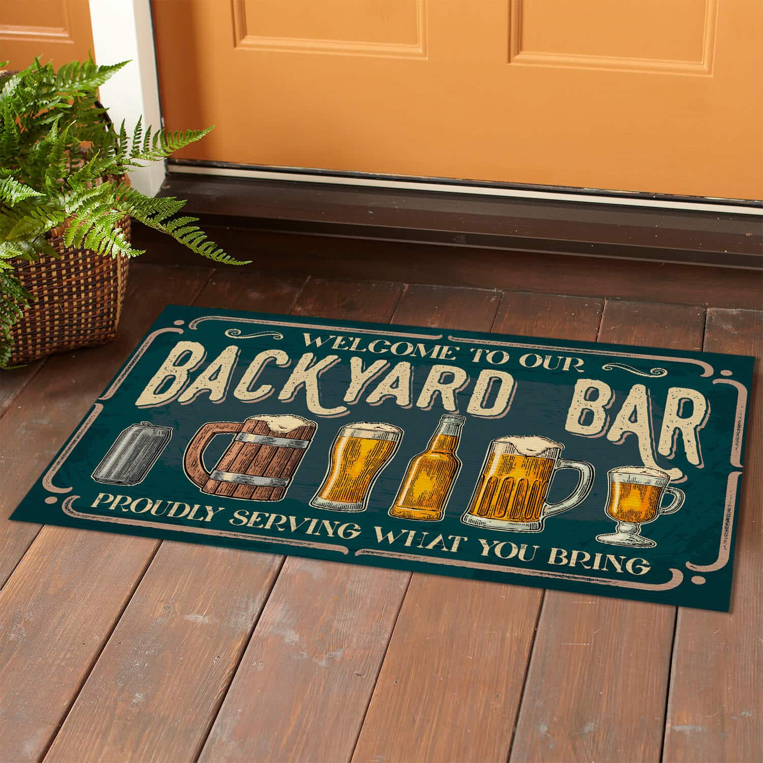 9HV. Backyard Bar Doormat mockup 1