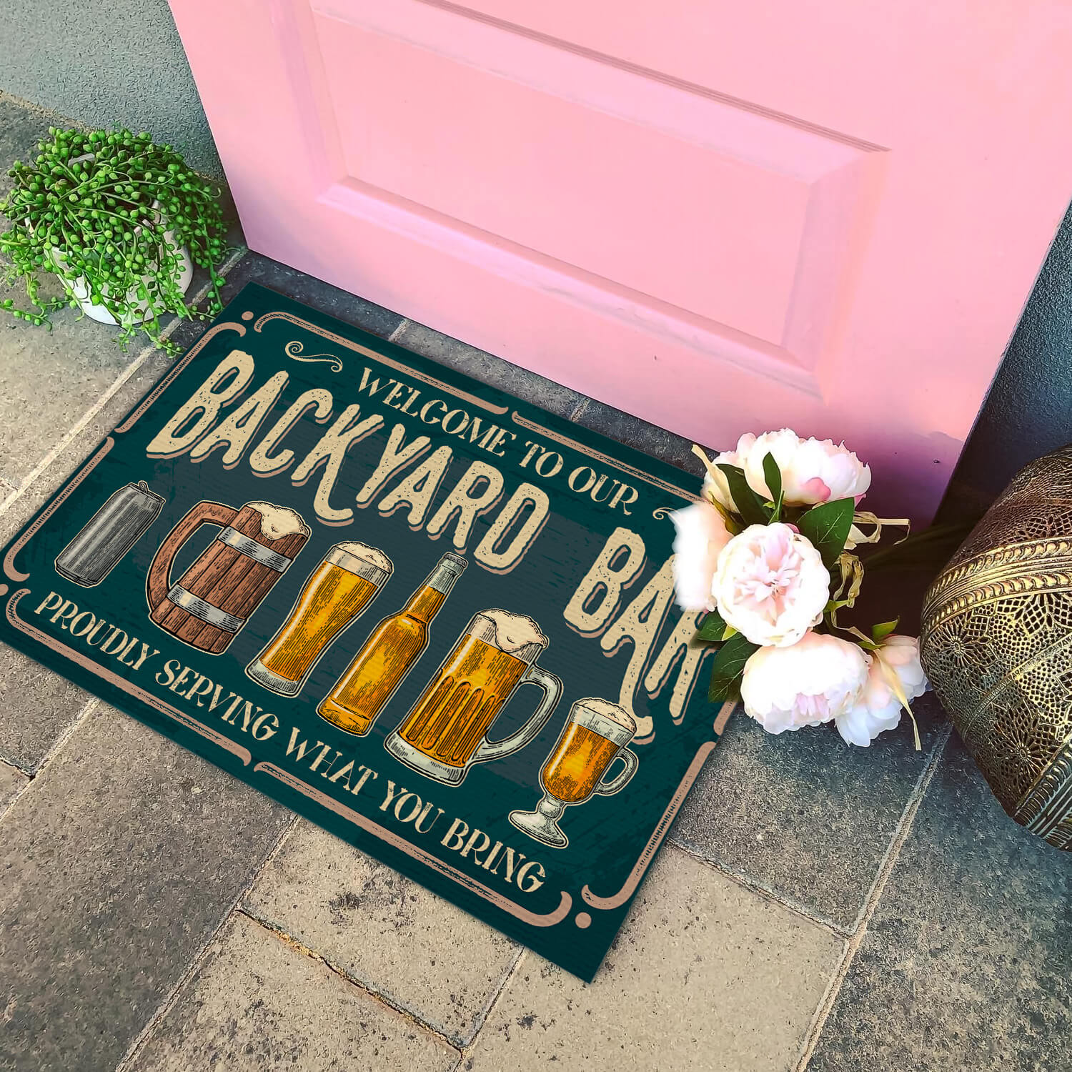 9HV. Backyard Bar Doormat mockup 4