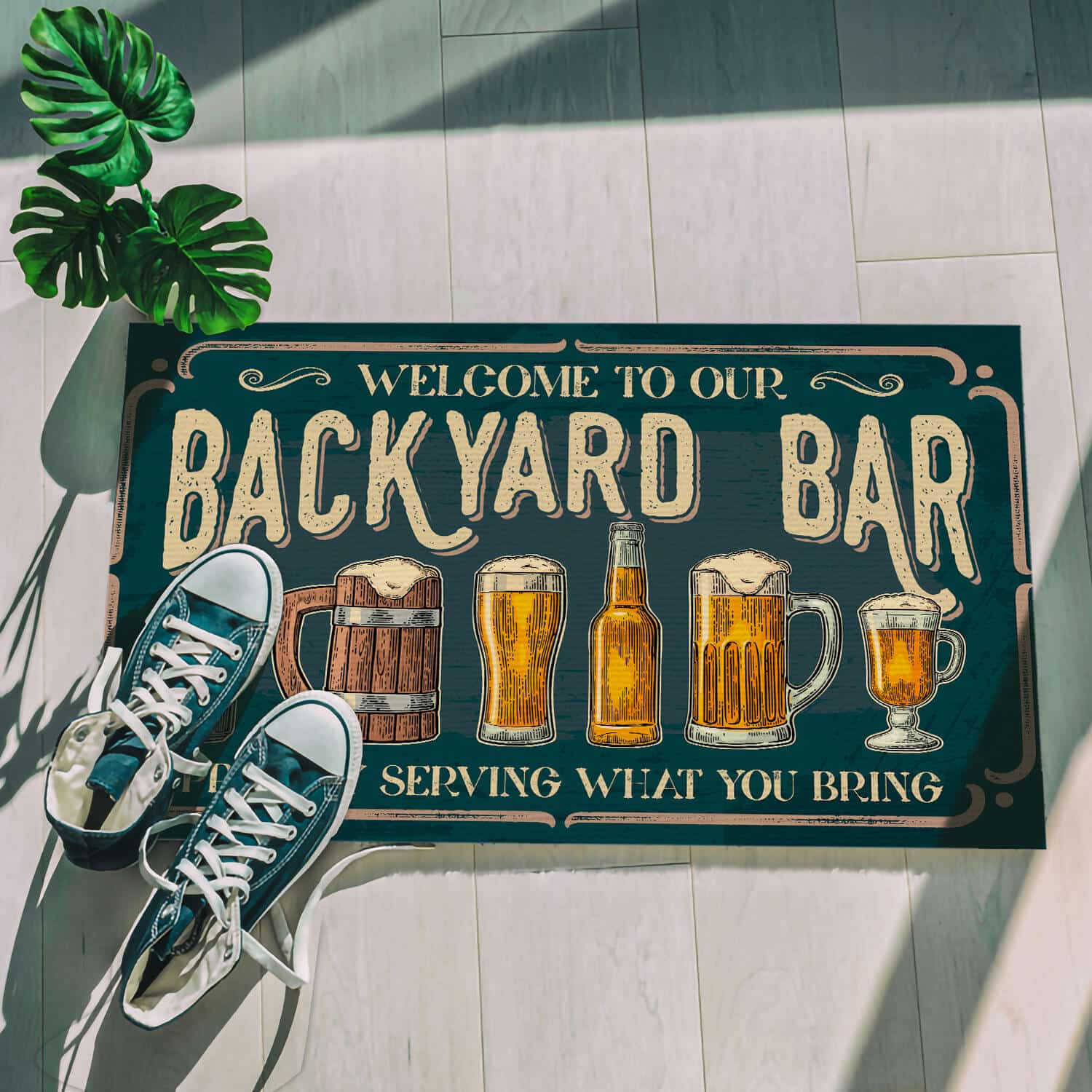9HV. Backyard Bar Doormat mockup 5