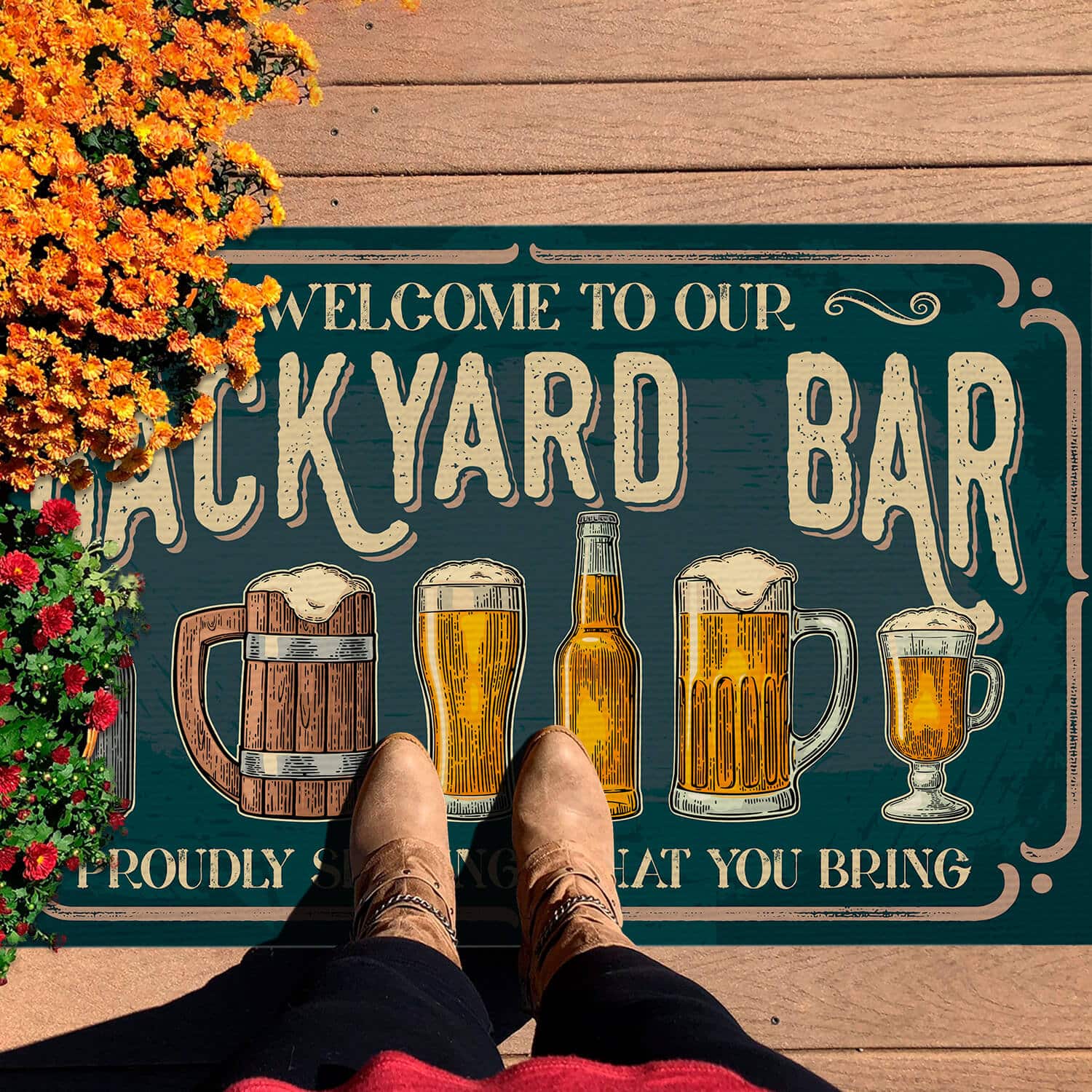9HV. Backyard Bar Doormat mockup 7