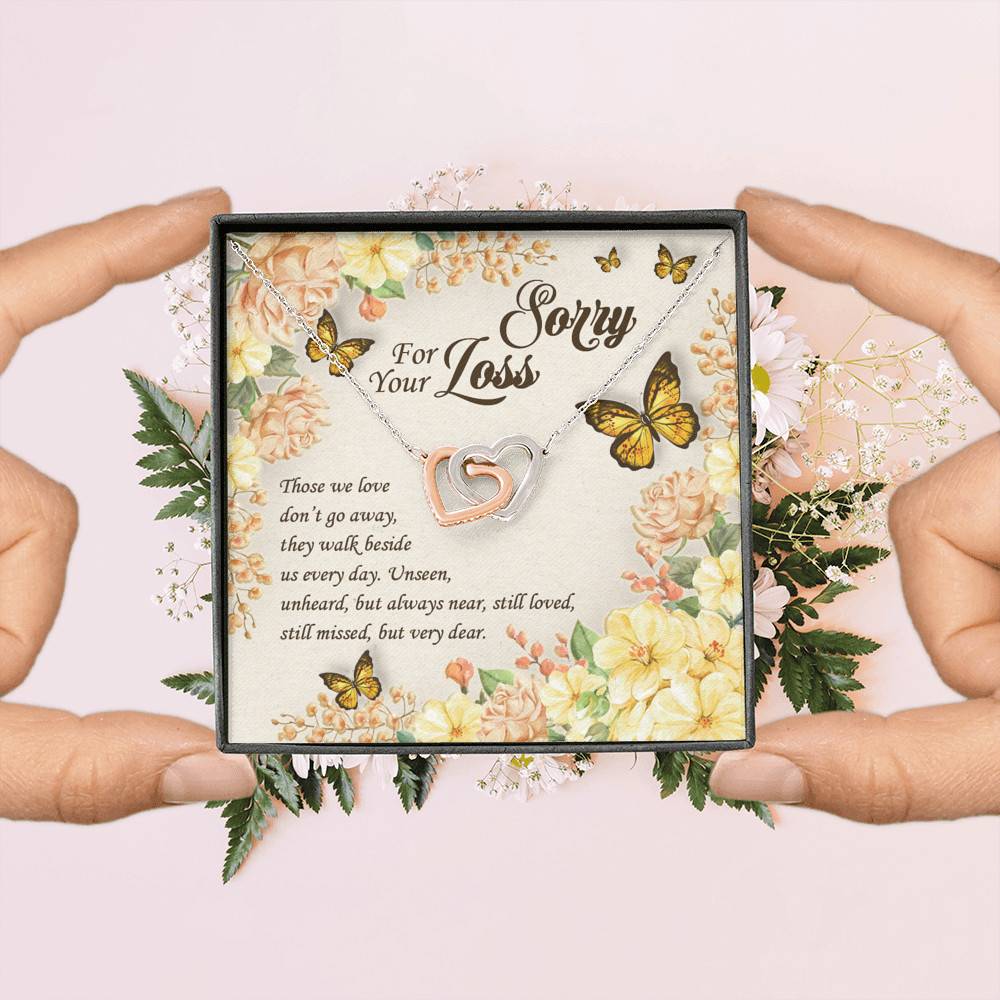 Sorry For Your Loss Those We Love Don't Go Away They Walk Beside Us Interlocking Hearts Pendant Necklace Sorry For Your Loss Those We Love Don't Go Away They Walk Beside Us Interlocking Hearts Pendant Necklace