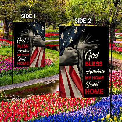 Alternative view of God Bless America My Home Sweet Home Outdoor House Flag - Home Garden Flag
