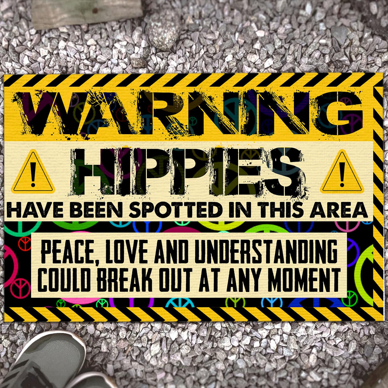 5VT. Warning Hippies Have Been Spotted Doormat mockup 13