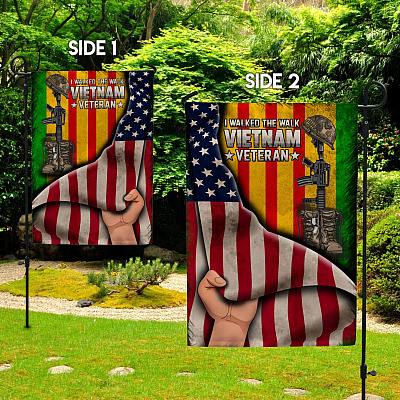 Alternative view of I Walked The Walk Vietnam Veteran Outdoor Decorative Garden Flag - House Flag