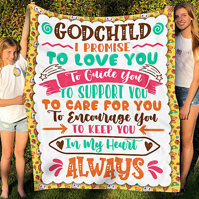 Godchild I Promise To Love You Fleece Blanket - Mink Sherpa Blanket - Woven Blanket - Godchild Gifts