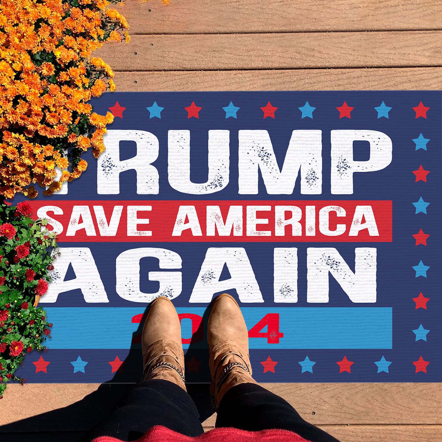 10VT. Trump Save America Again Doormat mockup 7