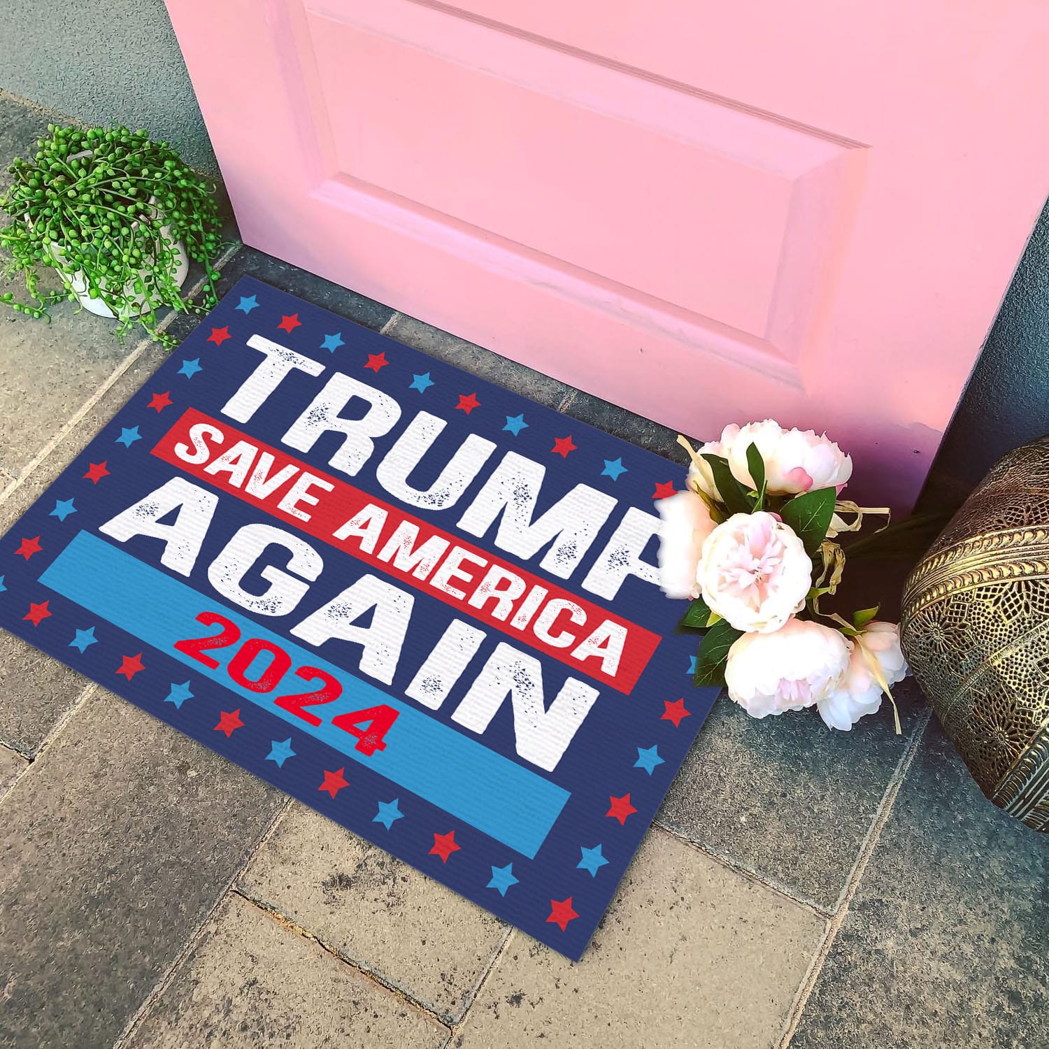 10VT. Trump Save America Again Doormat mockup 4