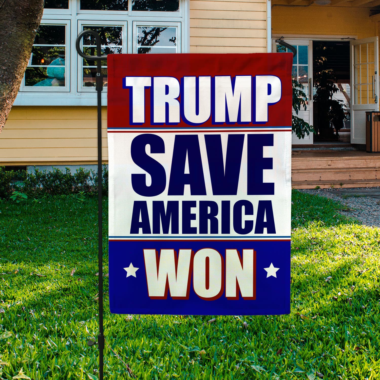 8UT. Trump Save US (5) Garden Flag Mockup 3