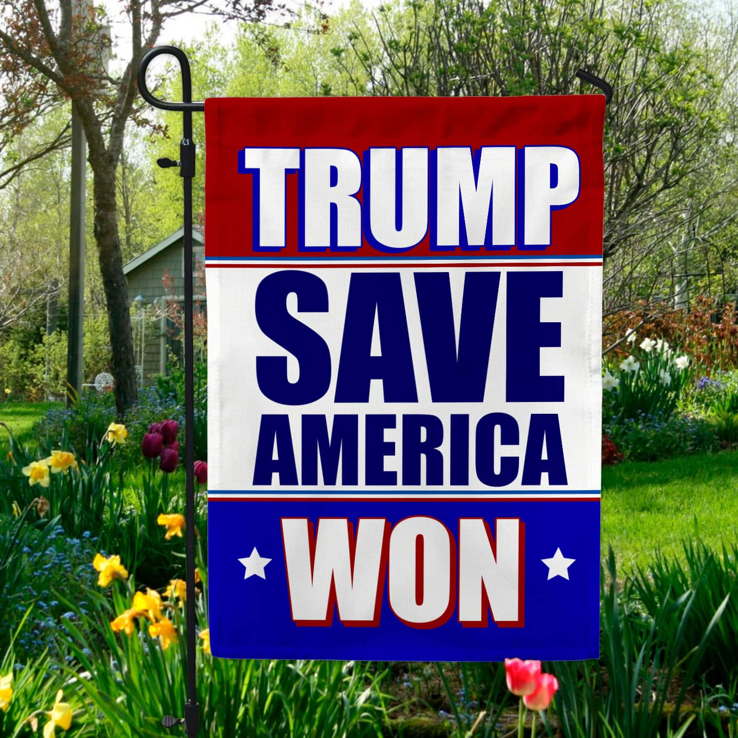8UT. Trump Save US (5) Garden Flag Mockup 5