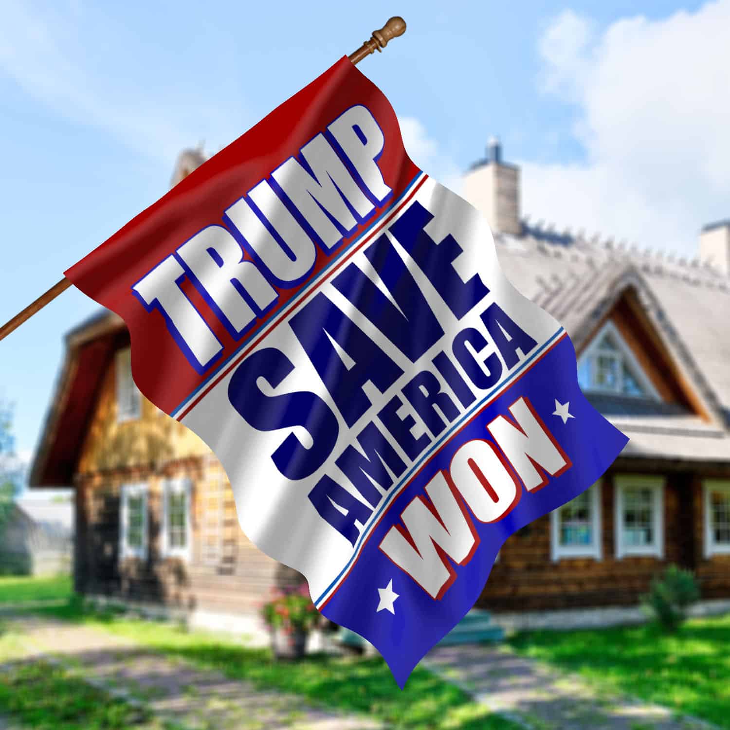 8UT. Trump Save US (5) House Flag Mockup 5