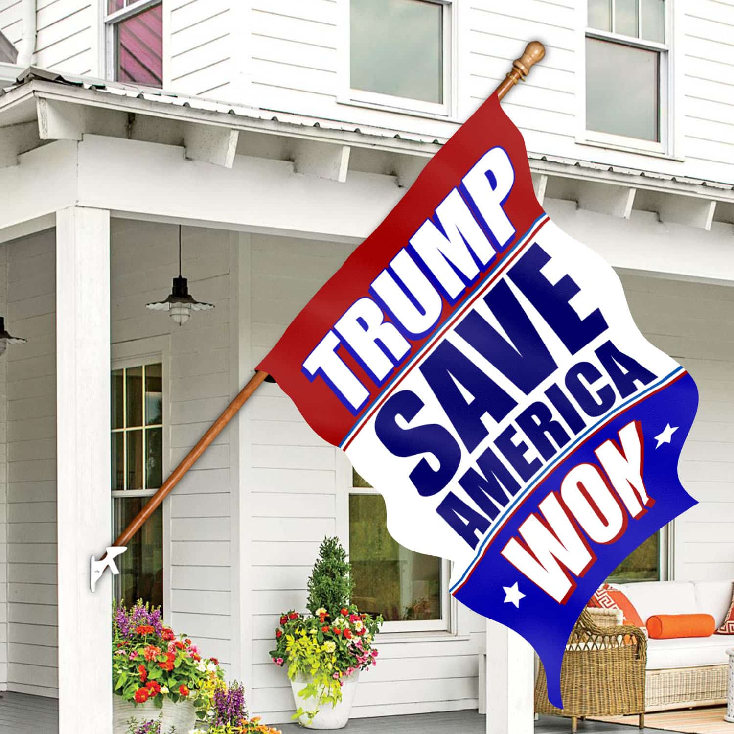 8UT. Trump Save US (5) House Flag Mockup 7