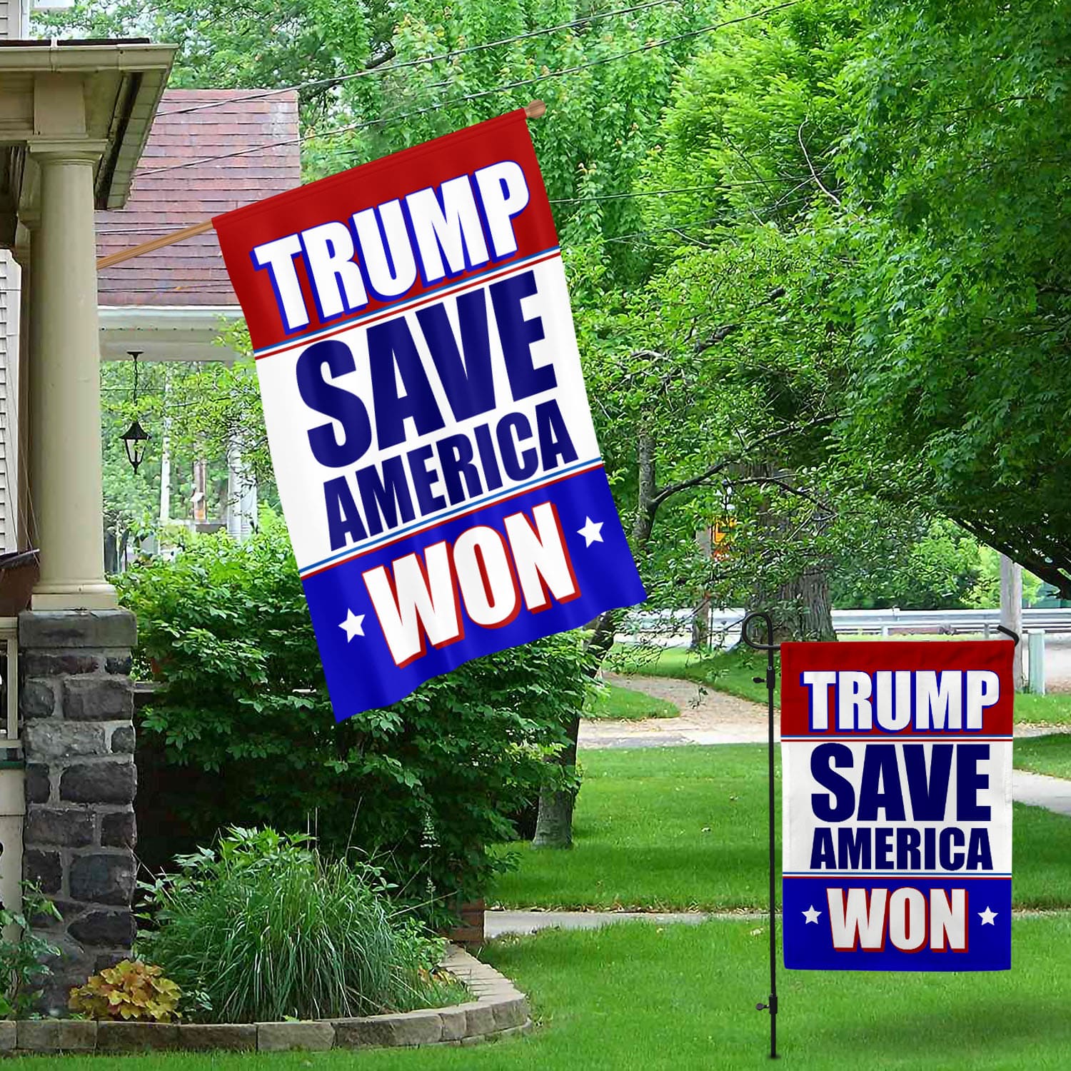 8UT. Trump Save US (5) Garden & House Mockup 1