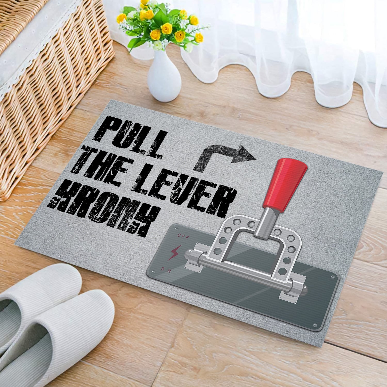 4MH. Pull The Lever Doormat mockup 2