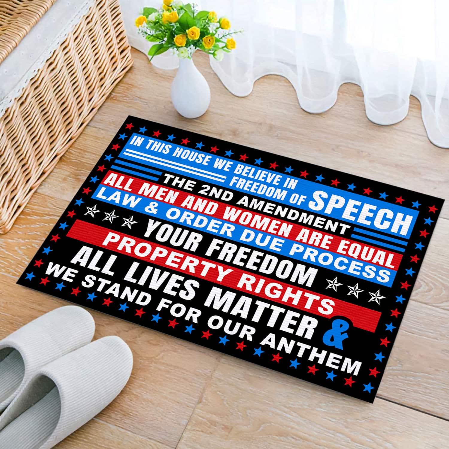 16 HG UU TIEN. We Believe Freedom_doormat Doormat mockup 2