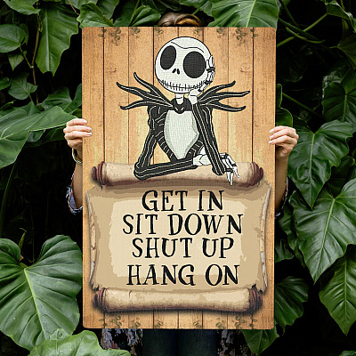 Get in Shut Up Sit Down Hold on Jack Skellington Halloween Vintage Wrapped Framed Canvas Prints - Unframed Poster
