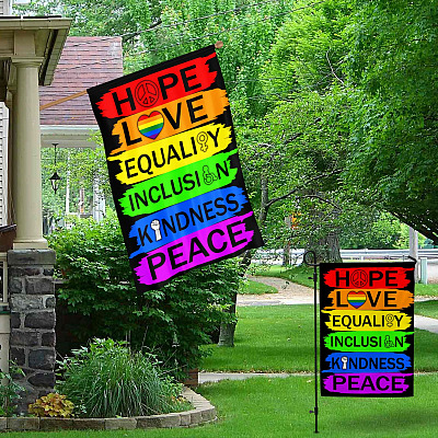 Alternative view of Hope Love Equality Inclusion Kindness Peace Decorative Garden Flag - Yard Flag - House Flag