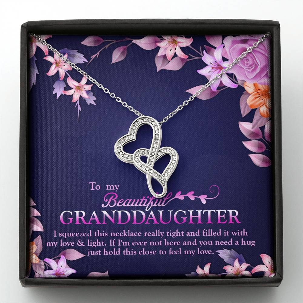To My Beautiful Granddaughter I Squeezed This Necklace Really Tight and Fill With My Love Double Hearts Necklace - Double Hearts Necklace To My Beautiful Granddaughter I Squeezed This Necklace Really Tight and Fill With My Love Double Hearts Necklace - Double Hearts Necklace