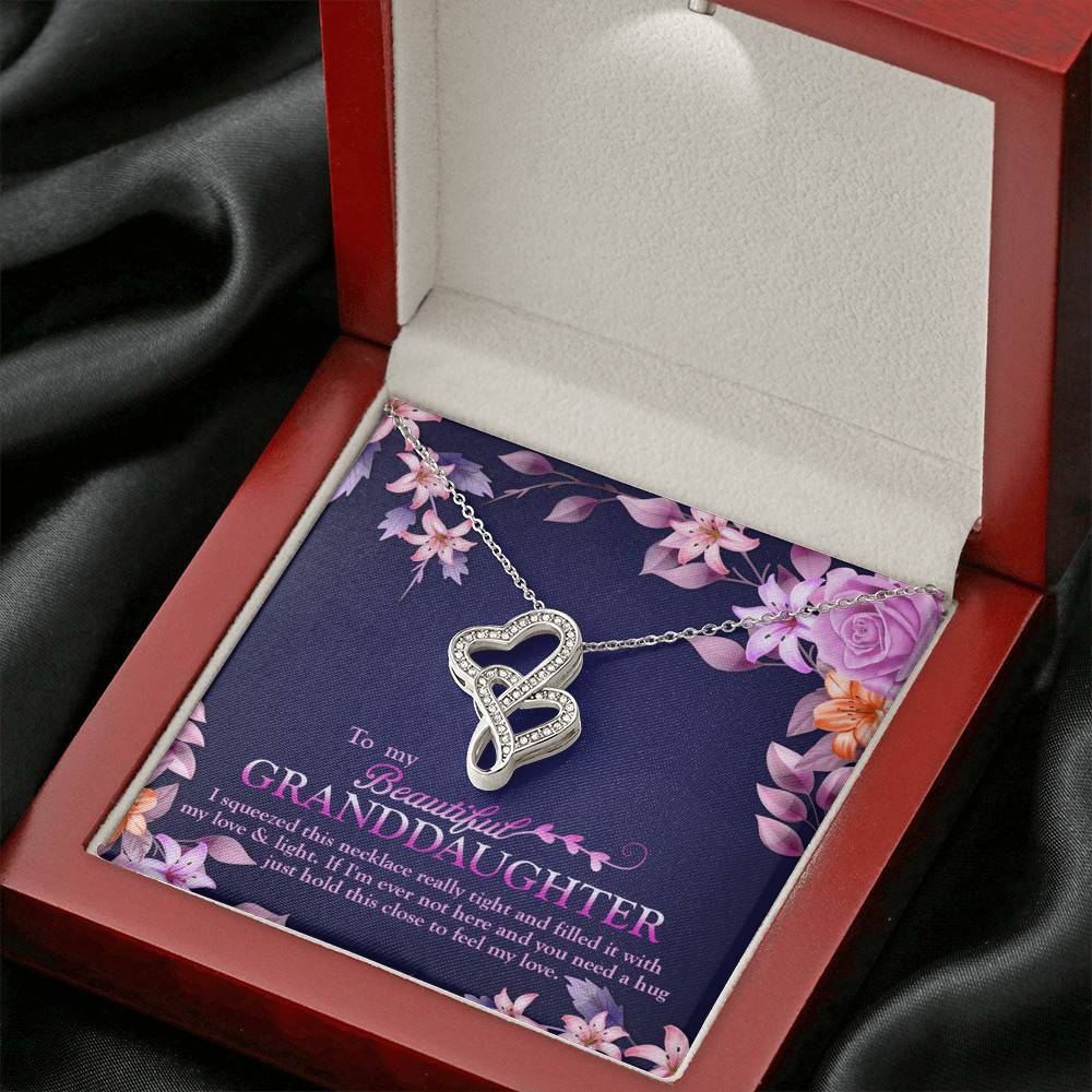 To My Beautiful Granddaughter I Squeezed This Necklace Really Tight and Fill With My Love Double Hearts Necklace To My Beautiful Granddaughter I Squeezed This Necklace Really Tight and Fill With My Love Double Hearts Necklace