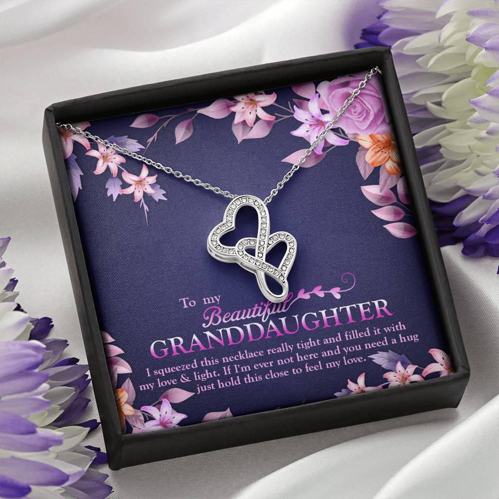 To My Beautiful Granddaughter I Squeezed This Necklace Really Tight and Fill With My Love Double Hearts Necklace To My Beautiful Granddaughter I Squeezed This Necklace Really Tight and Fill With My Love Double Hearts Necklace