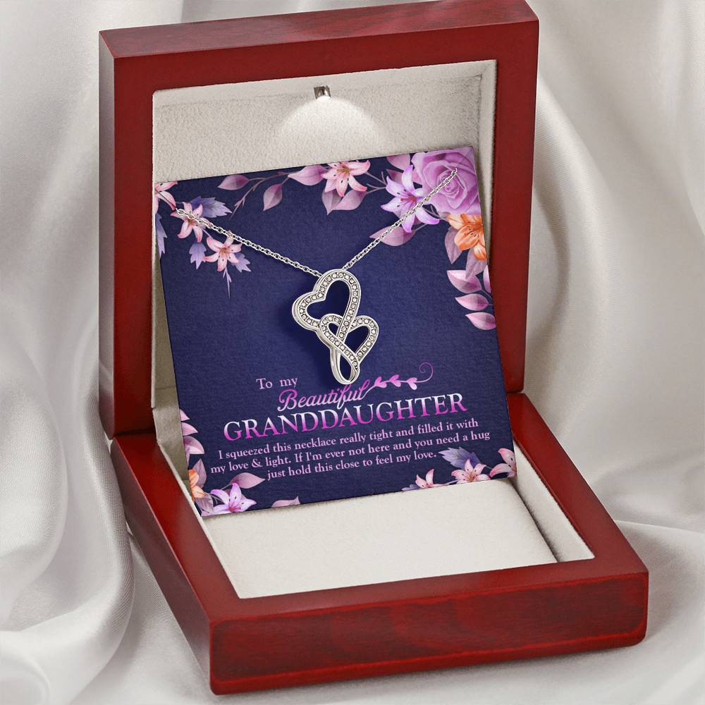 To My Beautiful Granddaughter I Squeezed This Necklace Really Tight and Fill With My Love Double Hearts Necklace To My Beautiful Granddaughter I Squeezed This Necklace Really Tight and Fill With My Love Double Hearts Necklace