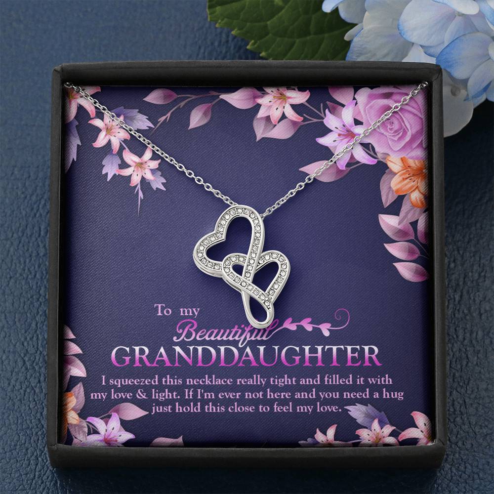 To My Beautiful Granddaughter I Squeezed This Necklace Really Tight and Fill With My Love Double Hearts Necklace To My Beautiful Granddaughter I Squeezed This Necklace Really Tight and Fill With My Love Double Hearts Necklace