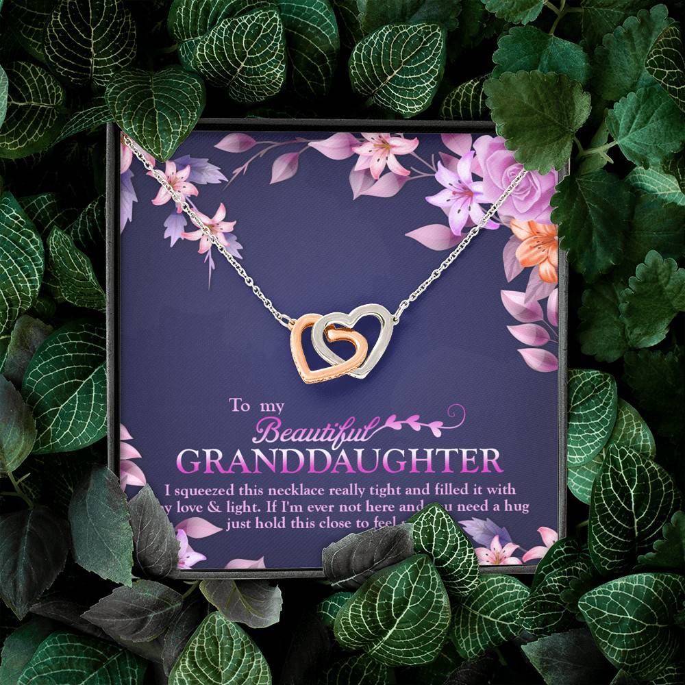 To My Beautiful Granddaughter I Squeezed This Necklace Really Tight Joined Interlocking Hearts Necklace To My Beautiful Granddaughter I Squeezed This Necklace Really Tight Joined Interlocking Hearts Necklace