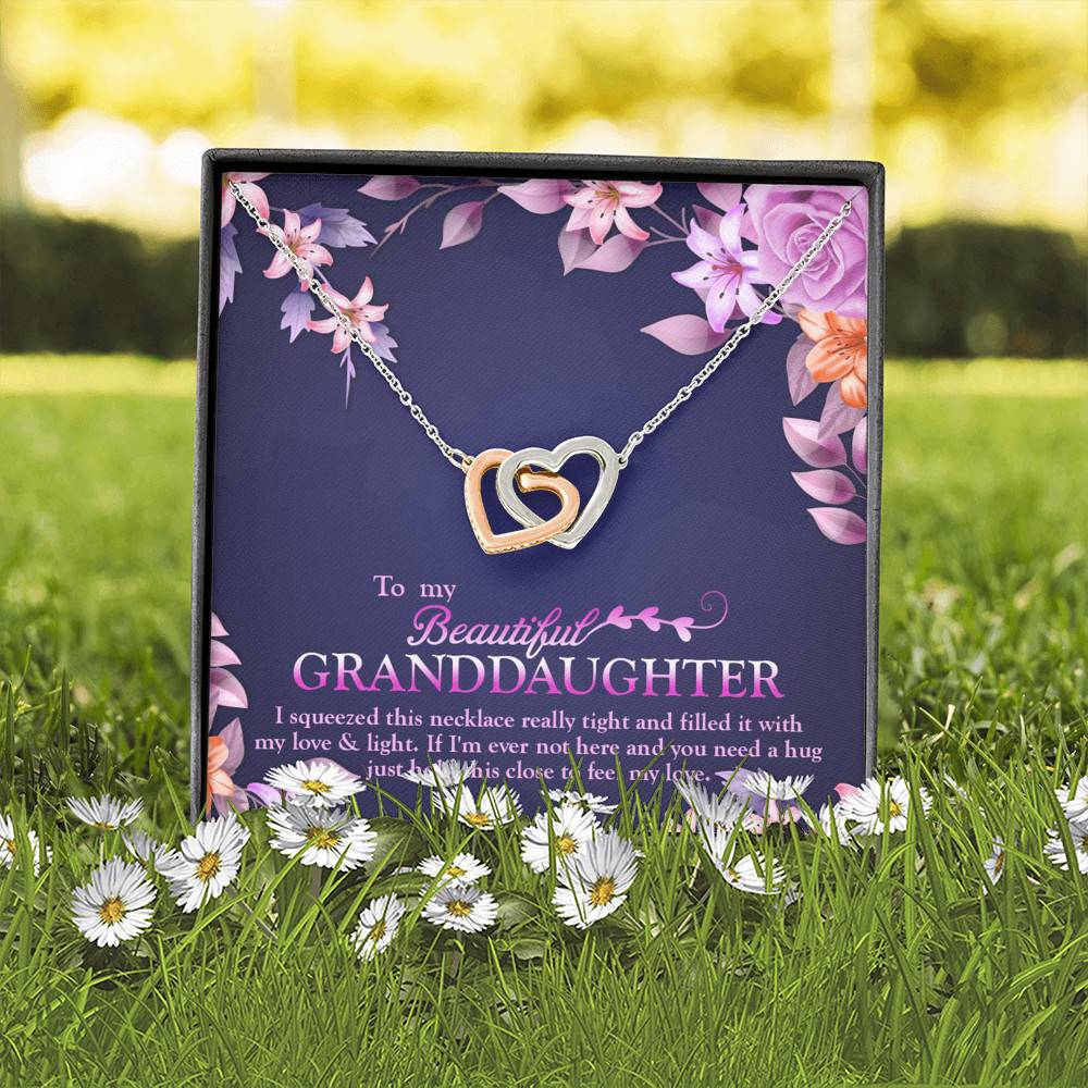 To My Beautiful Granddaughter I Squeezed This Necklace Really Tight Joined Interlocking Hearts Necklace To My Beautiful Granddaughter I Squeezed This Necklace Really Tight Joined Interlocking Hearts Necklace