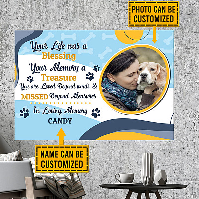 Alternative view of Personalized Photo Your Life Was A Blessing Your Memory A Treasure Dog Cat Memorial Canvas Prints - Unframed Poster