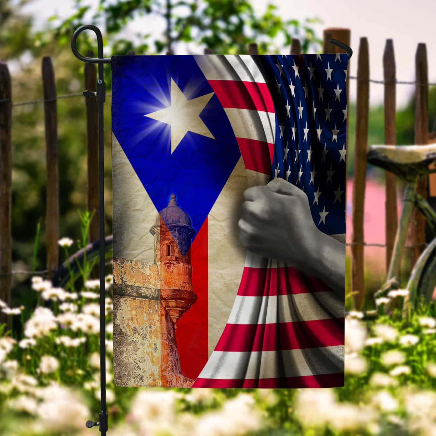 1O. American Puerto Rican-30x40-side1 Garden Flag Mockup 6