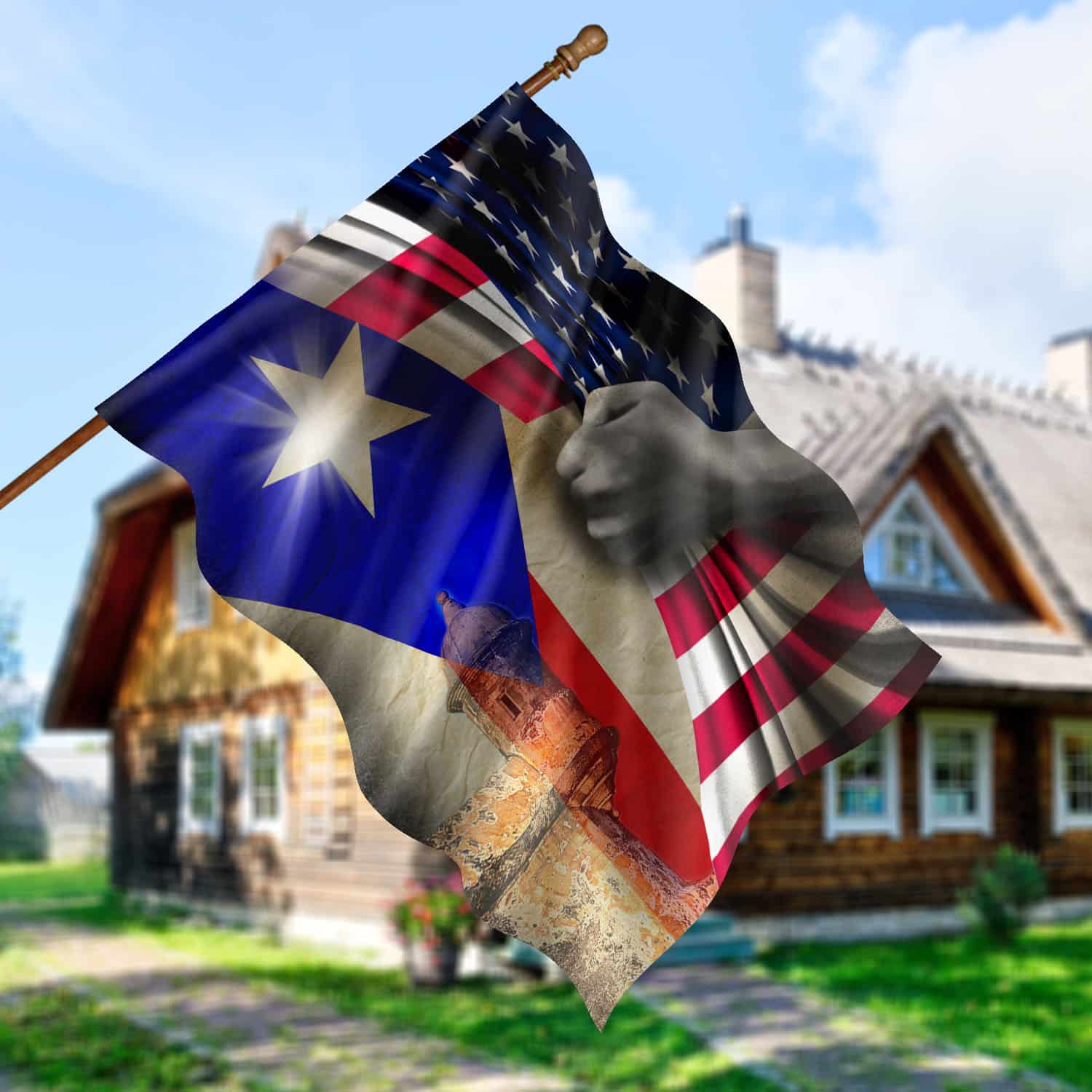 1O. American Puerto Rican-30x40-side1 House Flag Mockup 5