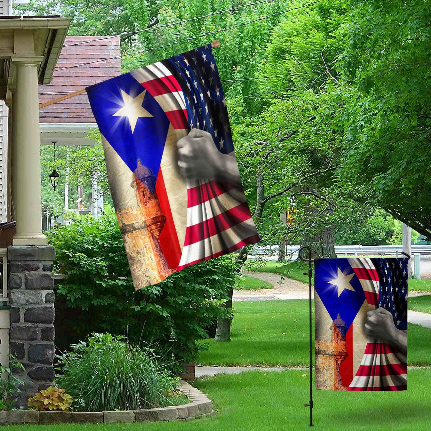 1O. American Puerto Rican-30x40-side1 Garden & House Mockup 1