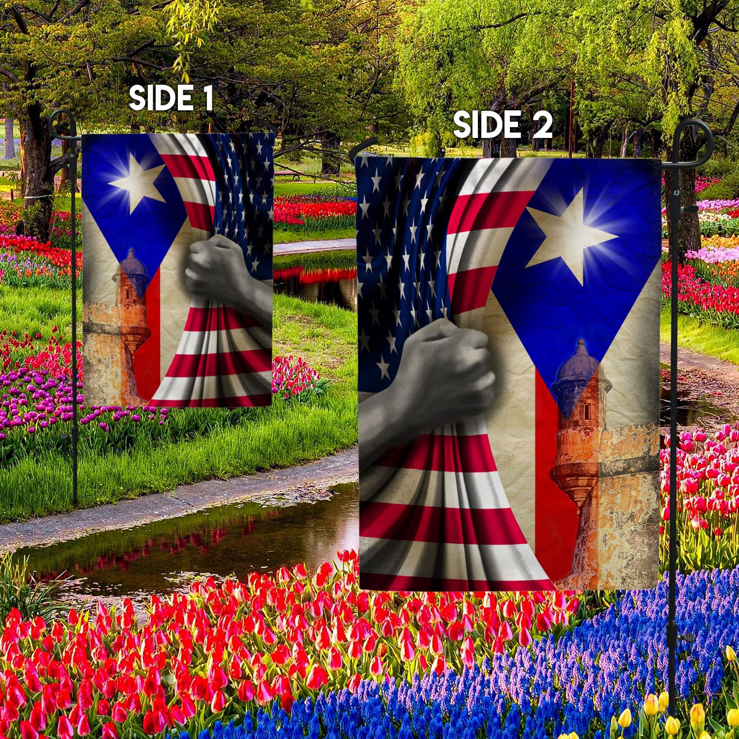1O. American Puerto Rican-30x40-side1 Garden Flag Mockup 2 Side-2