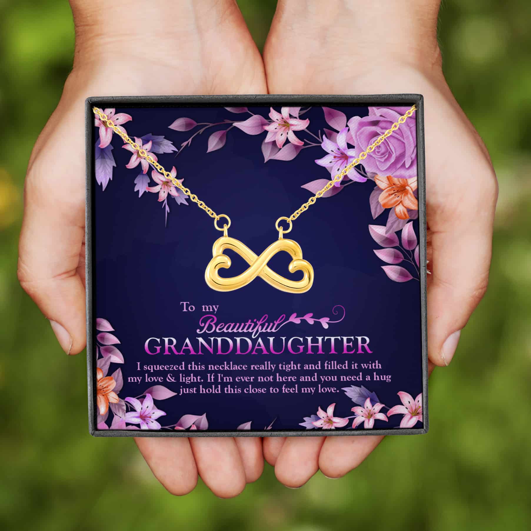6UT. Grandma Feel My Love (4) Infinity Heart Necklace (Gold)