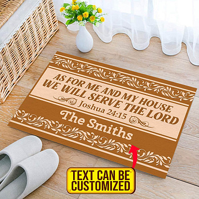 Alternative view of As For Me And My House We Will Serve The Lord Personalized Family Name House Doormat - Outdoor Indoor Doormat