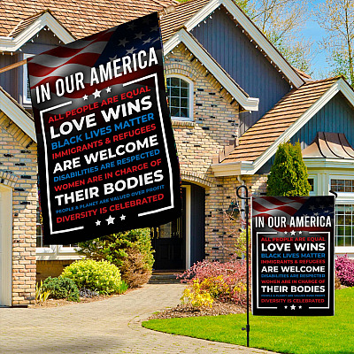 Alternative view of In Our American All People Are Equal Decorative Garden Flag - Indoor Outdoor Flag - House Flag