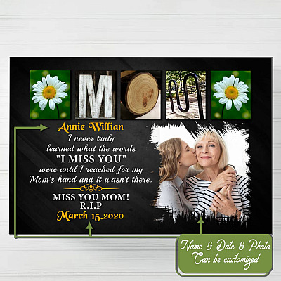 Alternative view of Personalized Custom Photo I Truly Learned What The Word I Miss You Mom Memorial Framed Canvas Prints