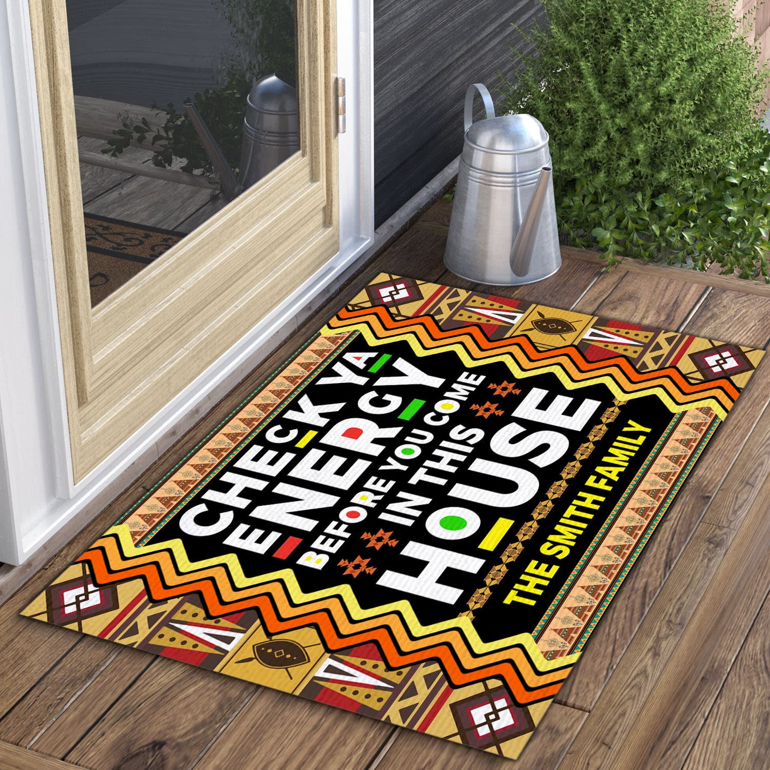 8VT. Check Ya Energy African (Sample Design) Doormat mockup 3