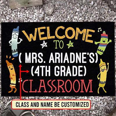 Personalized Saying To Teacher's Classroom Sign Doormat - Funny Saying Classroom Welcome Entrance Doormat