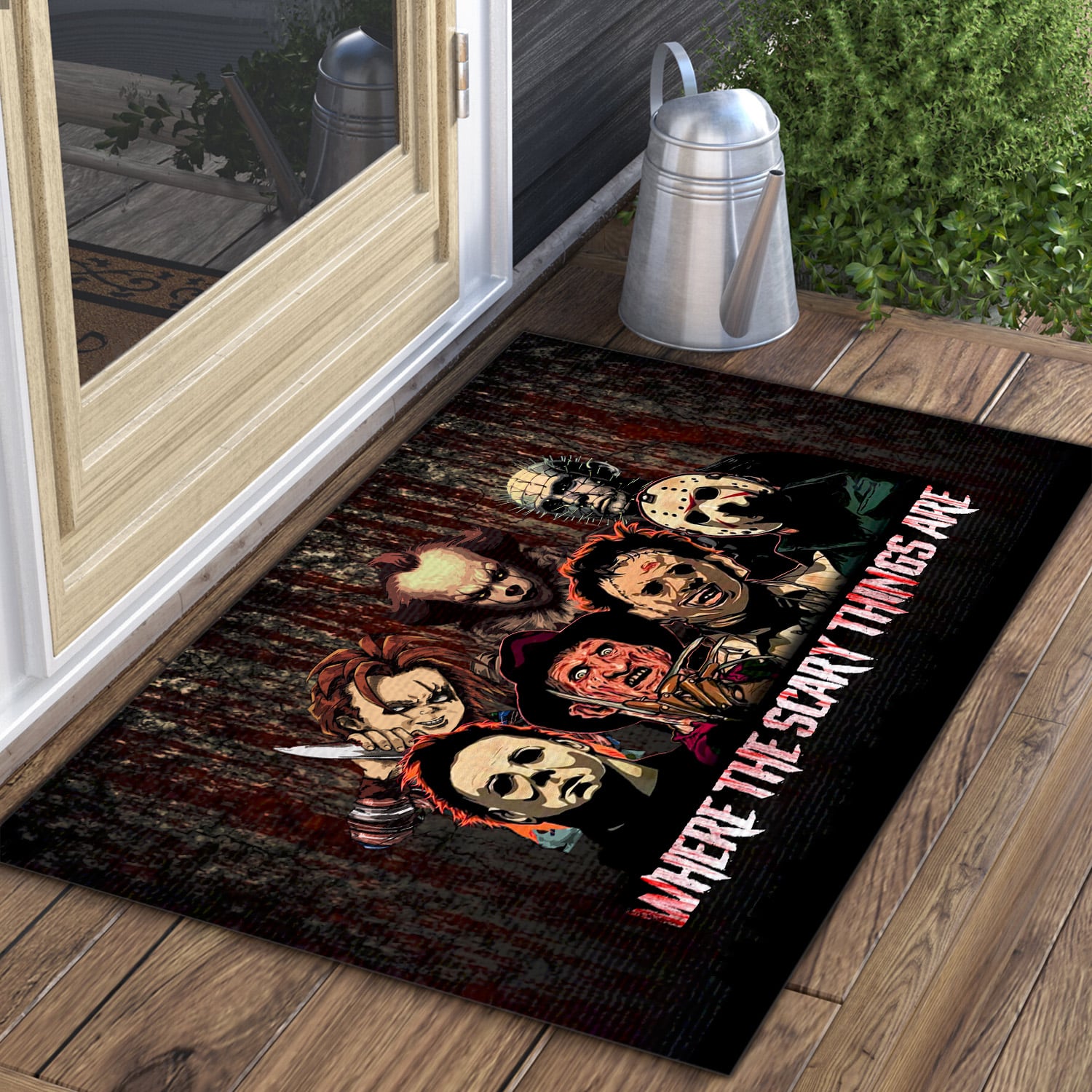 4LV. Where The Scary Things Doormat Mockup 3