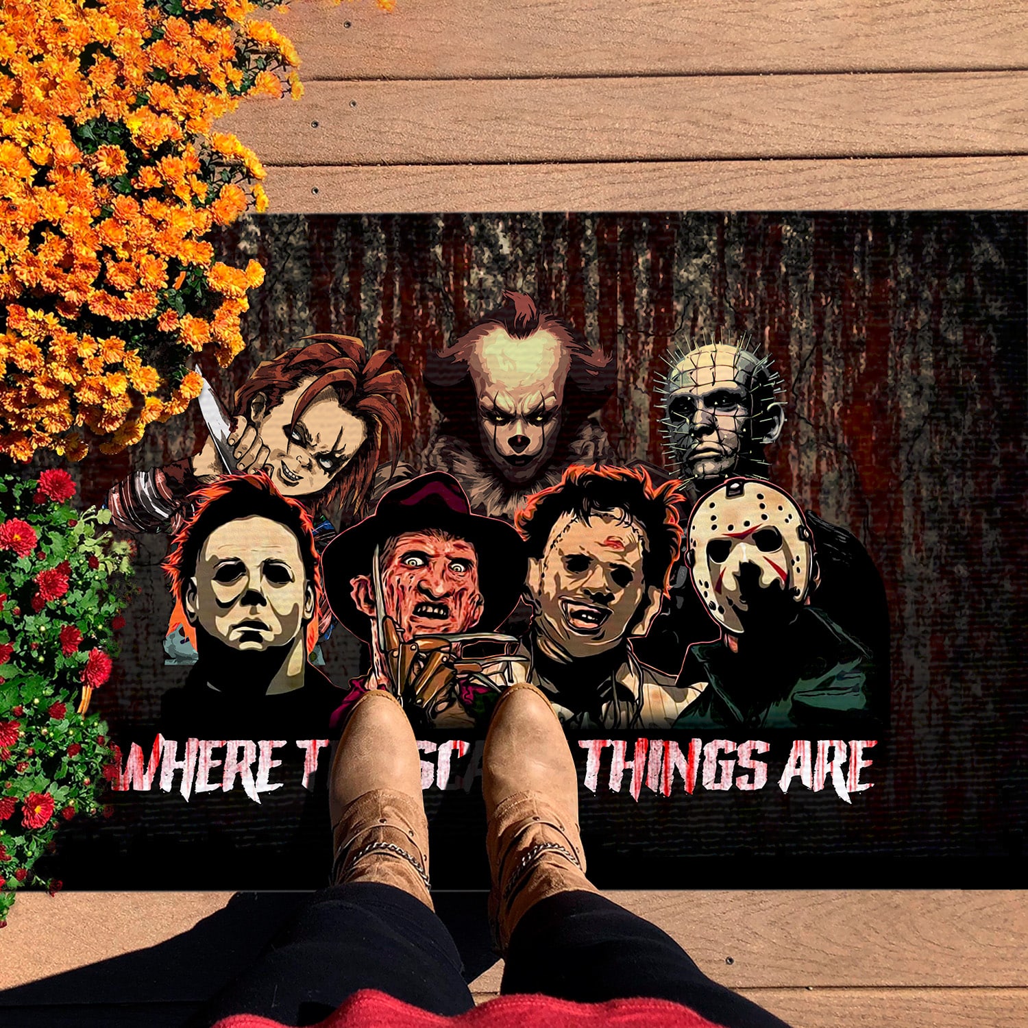 4LV. Where The Scary Things Doormat mockup 7