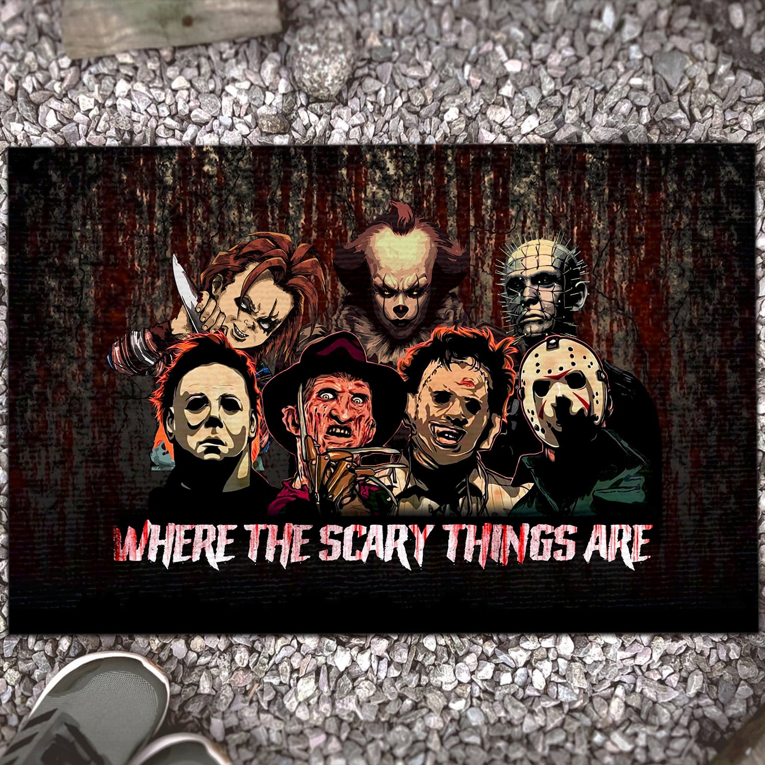 4LV. Where The Scary Things Doormat Mockup 13