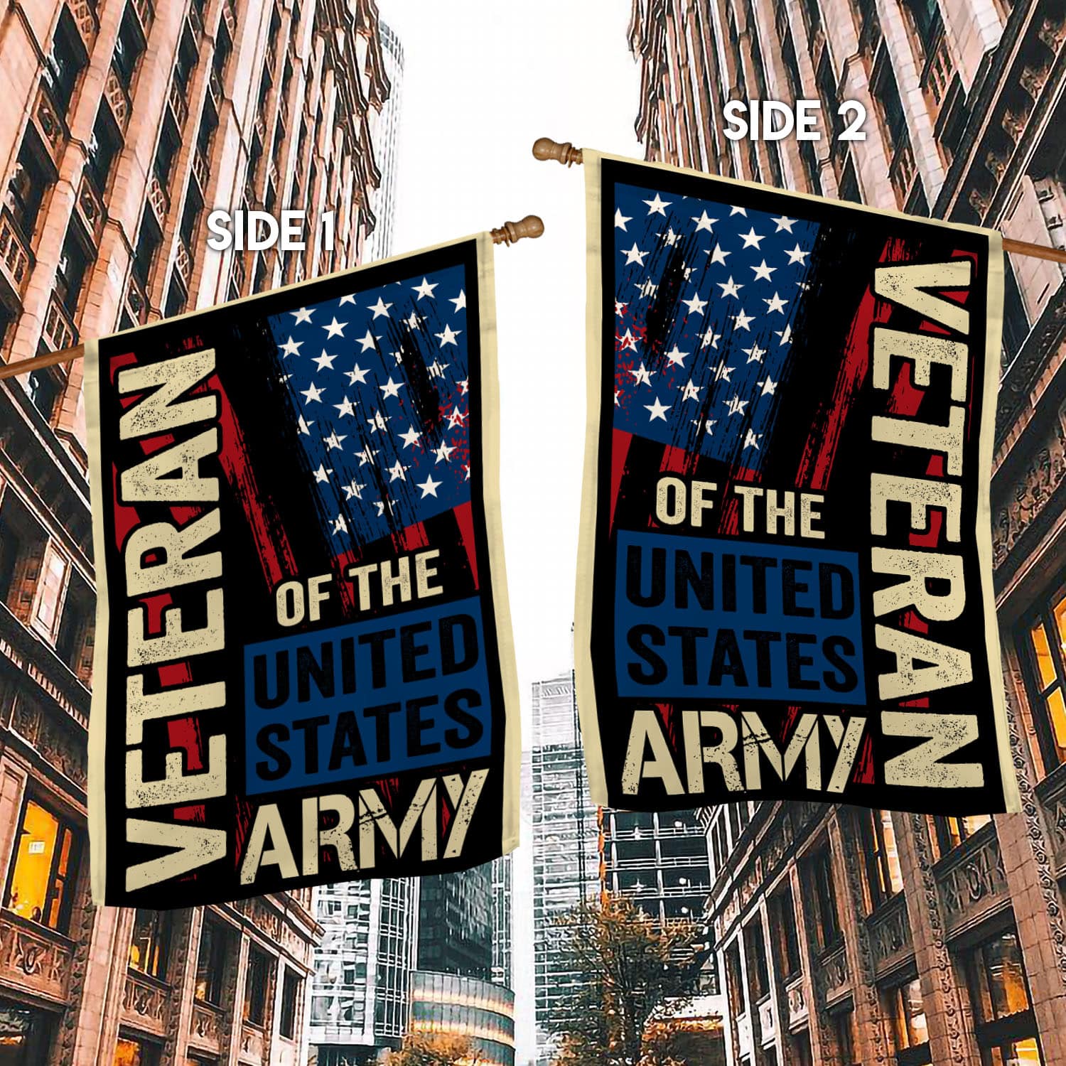 6O. Veteran Army-30x40-Side 1 House Flag Mockup 2 Side-1