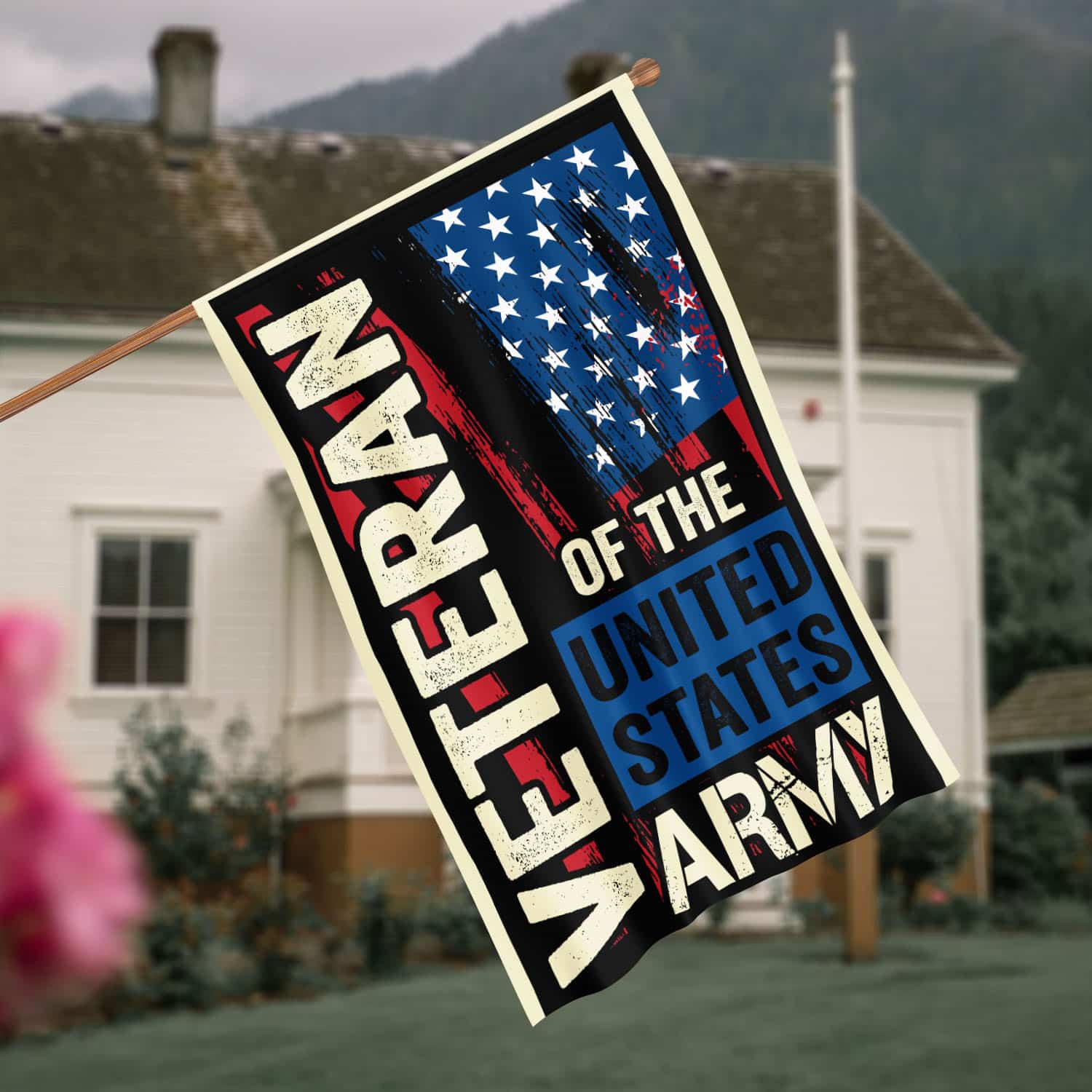 6O. Veteran Army-30x40-Side 1 House Flag Mockup 4