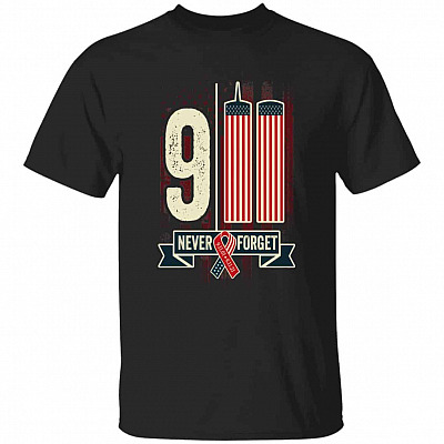 9/11 Never Forget, Black, Unisex T-Shirt