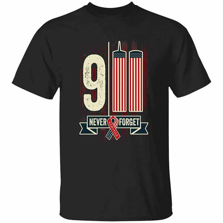9/11 Never Forget, Black, Unisex T-Shirt