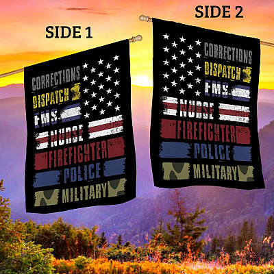 Alternative view of Corrections Dispatch Ems Nurse Firefighter Police Military Decorative Garden Flag - House Flag - Wall Flag