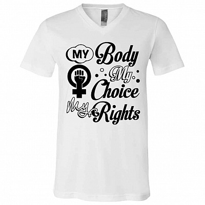 my body, White, V-Neck T-Shirt